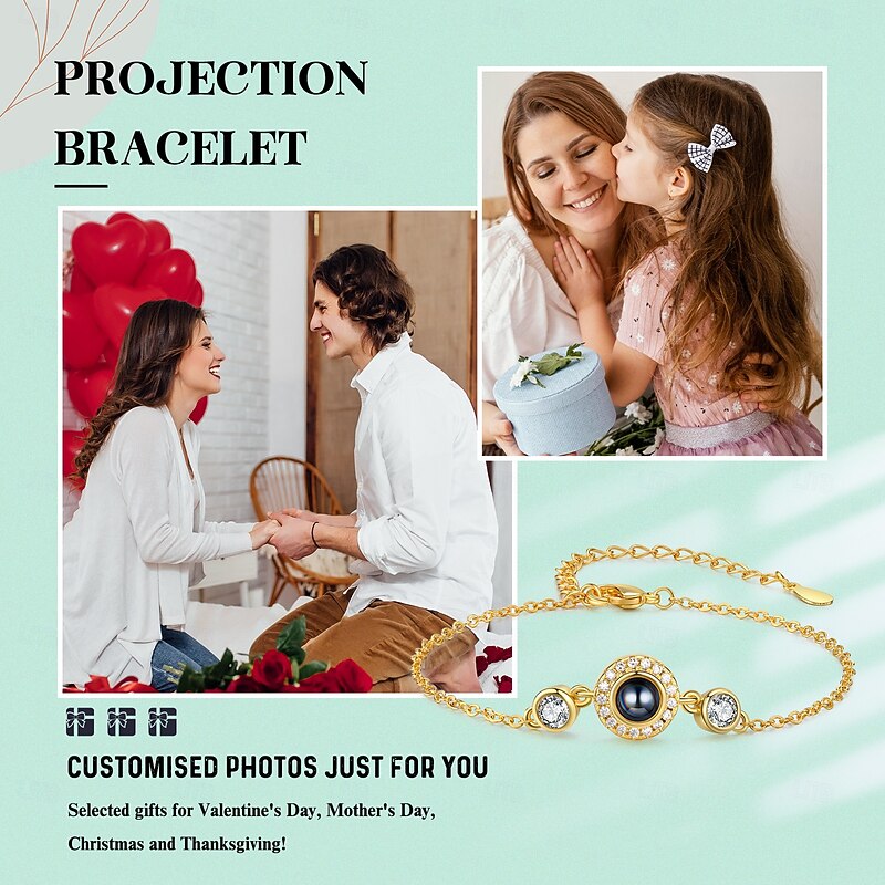 Personalized Projection Necklace Custom Best Gift for Mom – Diamond Hollow Pendant with Photo Projection, Ideal Wedding or Mother's Day Gift4