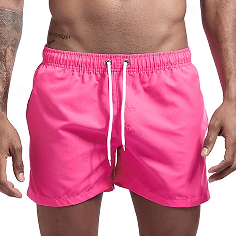 Men's Swim Trunks Swim Shorts Board Shorts Bathing Suit Drawstring Mesh Lining with Pockets Swimming Surfing Beach Water Sports Solid Colored Summer Spring