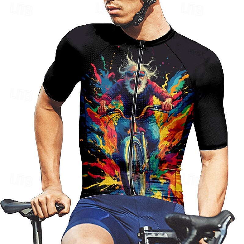 Men's Cycling Jersey Graphic Short Sleeve Bike Tee Tshirt Jersey with 3 Rear Pockets Mountain Bike MTB Quick Dry Anatomic Design Wicking Breathable Sports Black Khaki Clothing Apparel2