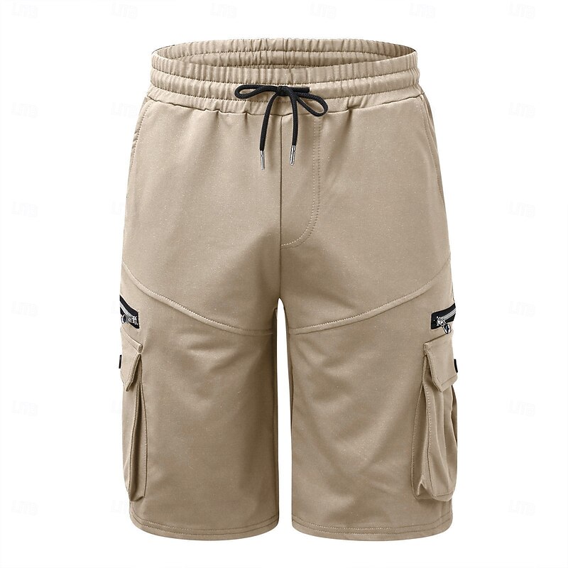 Men's Cargo Shorts Sweat Shorts Bermuda shorts Drawstring Elastic Waist Multi Pocket Plain Comfort Soft Short Outdoor Home Daily Casual / Sporty Athleisure Black White Micro-elastic2