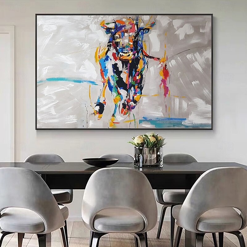 Mintura Handmade Abstract Bull Animal Oil Paintings On Canvas Modern Wall Art Room Decoration Picture For Home Decor Rolled Frameless Unstretched Painting2