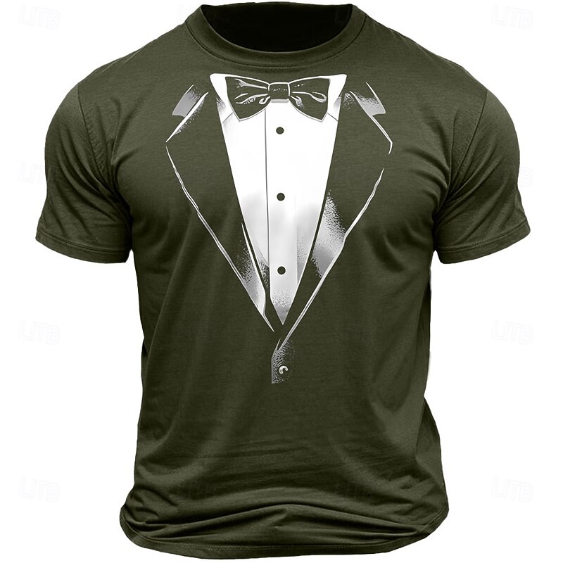 Men's Short Sleeve Graphic Tee Tuxedo Print - Funny Formal Look Costume2