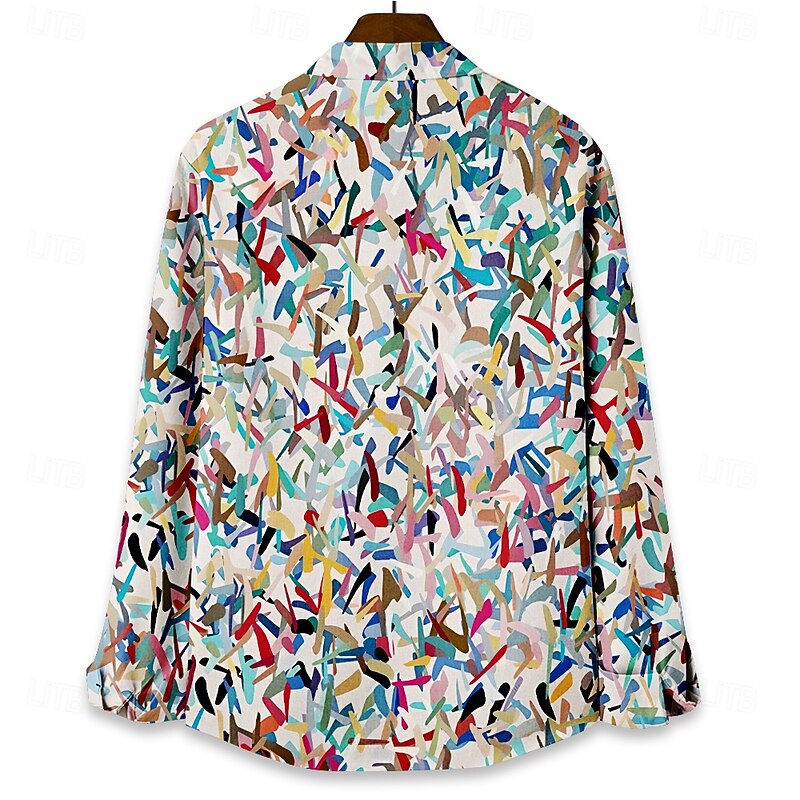 Men's Geometric Casual Shirt Button Up Shirt Long Sleeve Fashion Casual Causal Casual Spring Fall Turndown Button Up Pocket Red2