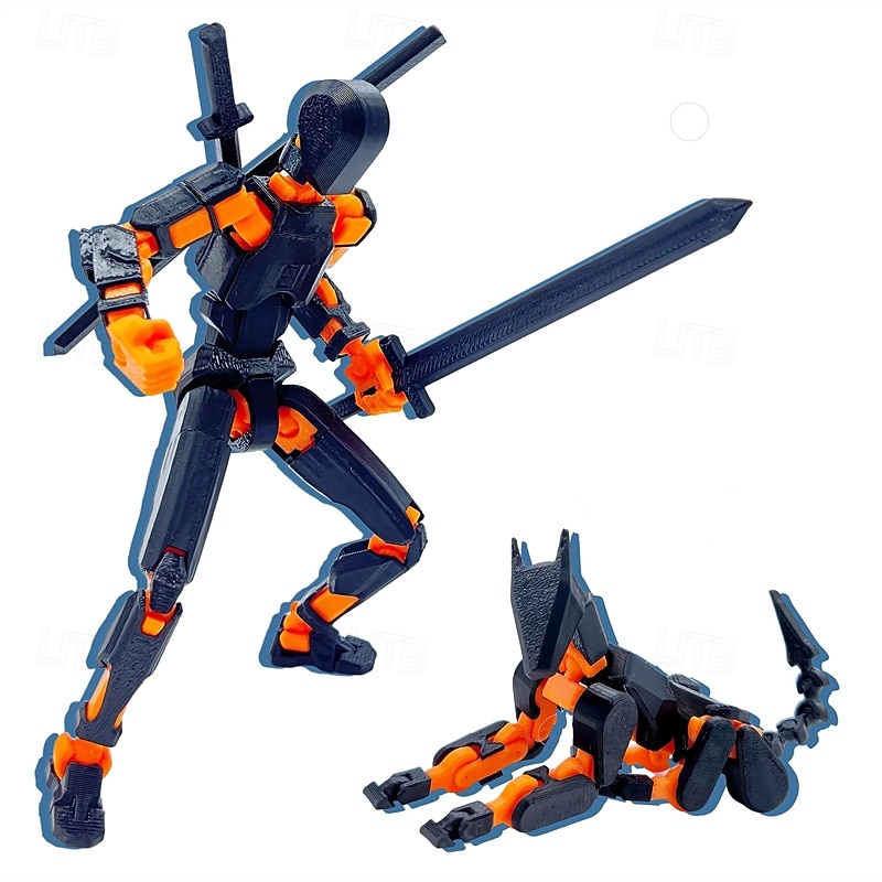 (Assembly Completed) T13 Action Figure Set 3D Printed Toys Robo 13 Action FigureDummy 13 Titan 13 Action Figure (Black  Orange)