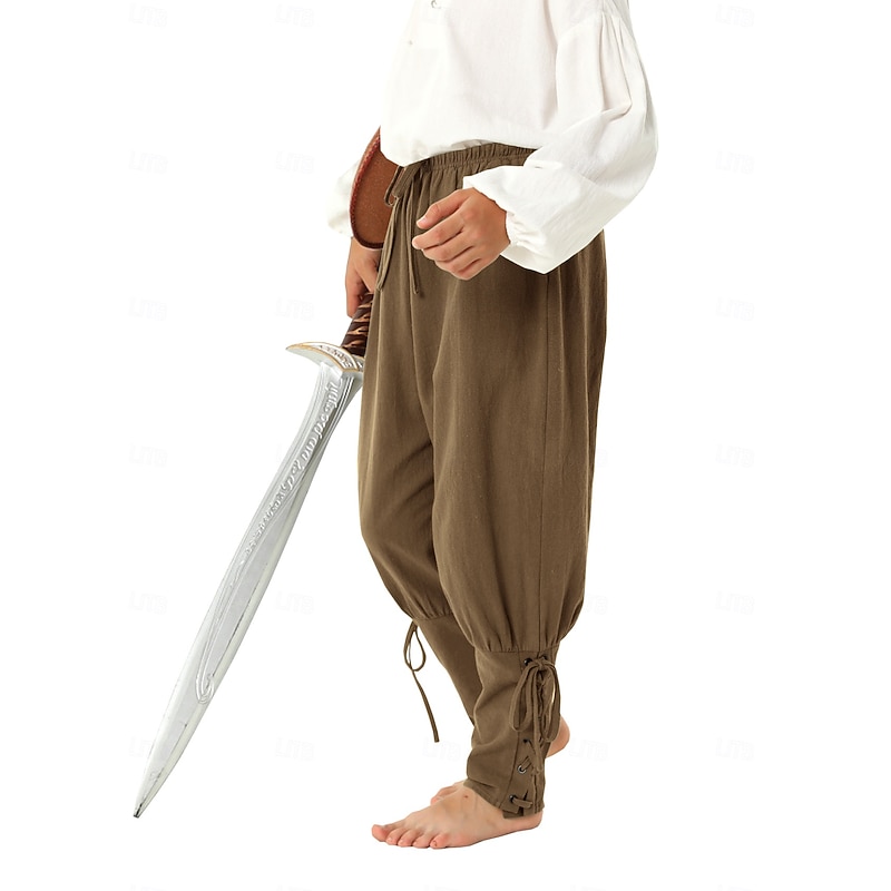 Vintage Medieval Renaissance Shorts Pirate Pants Crusader Ranger Solid Color Fancy Dress Boys' Pirate Fantasy Masquerade Casual Daily Kid's Pants Summer2