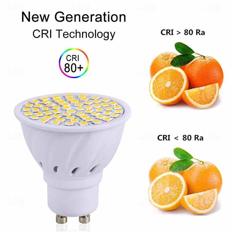 10pcs GU10 LED Spotlight Bulbs - AC 220V, 2835 SMD LED Lamp, 48/60/80 LEDs, Energy-Saving Indoor Lighting for Home and Office2