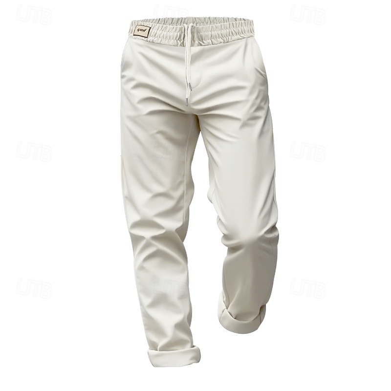 Men's Dress Pants Trousers Suit Pants Pocket Drawstring Elastic Waist Plain Comfort Wrinkle Resistant Full Length Wedding Party Business Fashion Basic Black White3