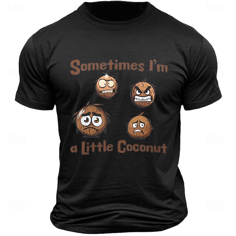 Men's Letter Printed Coconut Funny Hawaiian T Shirt Tee Top 100% Cotton Short Sleeve Graphic Shirt Black White Army Green Comfortable Tee Vacation Street Fashion Designer Clothing2