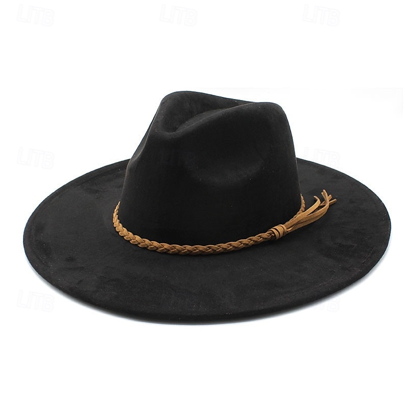 Men's Kentucky Derby Hat Sun Hat Cowboy Hat Fedora Trilby Hat Black Camel Woolen Vintage Style Fashion 18th Century State of Texas Daily Theme Party Solid / Plain Color Sunscreen Cosplay