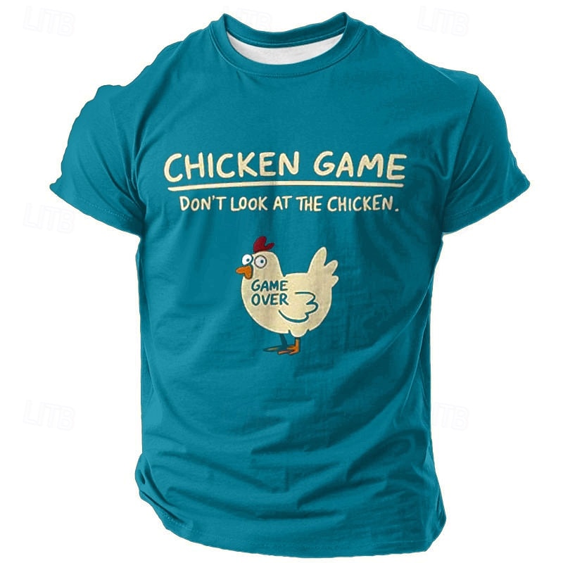 Men's Funny Graphic T-Shirt - Chicken Game Don't Look At The Chicken Humor Short Sleeve Tee2