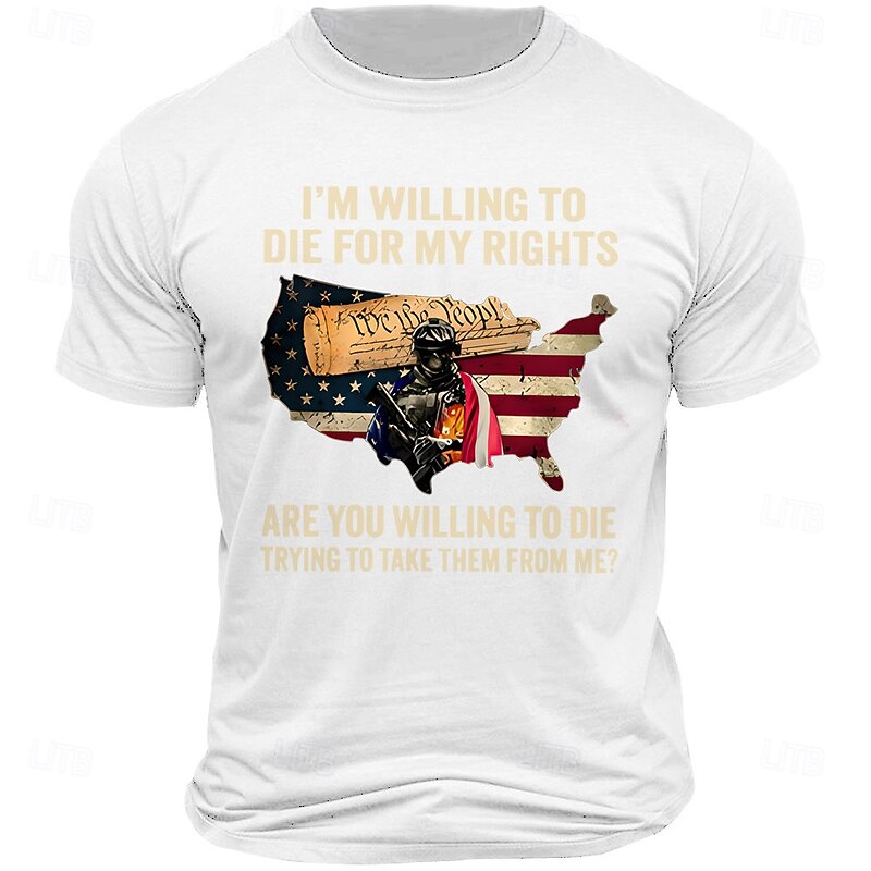 Men's American US Flag Veterans Patriotic T Shirt Tee Top 100% Cotton Short Sleeve Graphic Shirt Black White Army Green Comfortable Tee Vacation Street Fashion Designer Clothing2