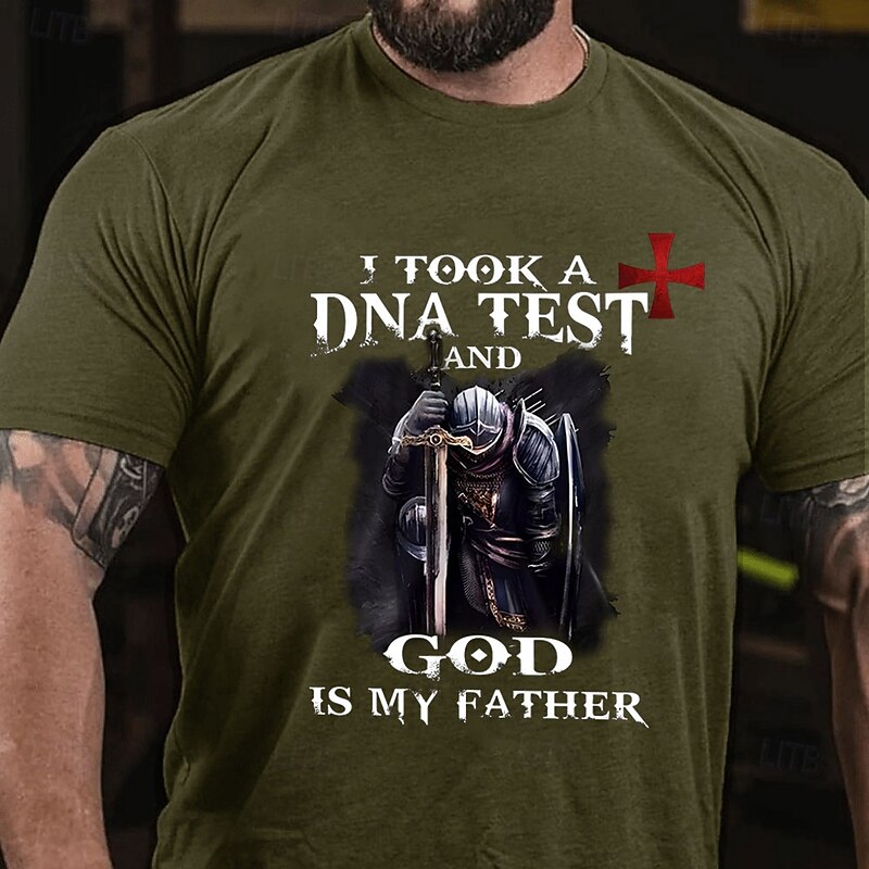 Men's Knights Templar Letter Printed Cross T Shirt Tee Top 100% Cotton Short Sleeve Graphic Shirt Black White Army Green Comfortable Tee Vacation Street Fashion Designer Clothing3