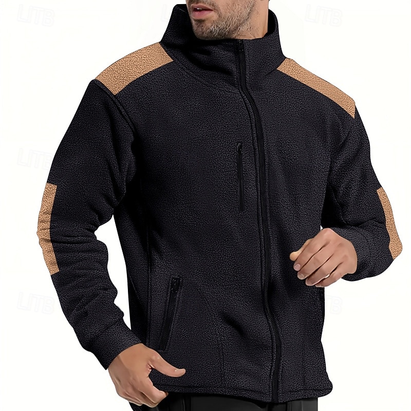 Men's Lightweight Jacket Cargo Jacket Casual Jacket Vacation Daily Wearproof Patchwork Pocket Fall & Winter Color Block Fashion Classic Stand Collar Regular Black Navy Blue Khaki Army Green Gray2