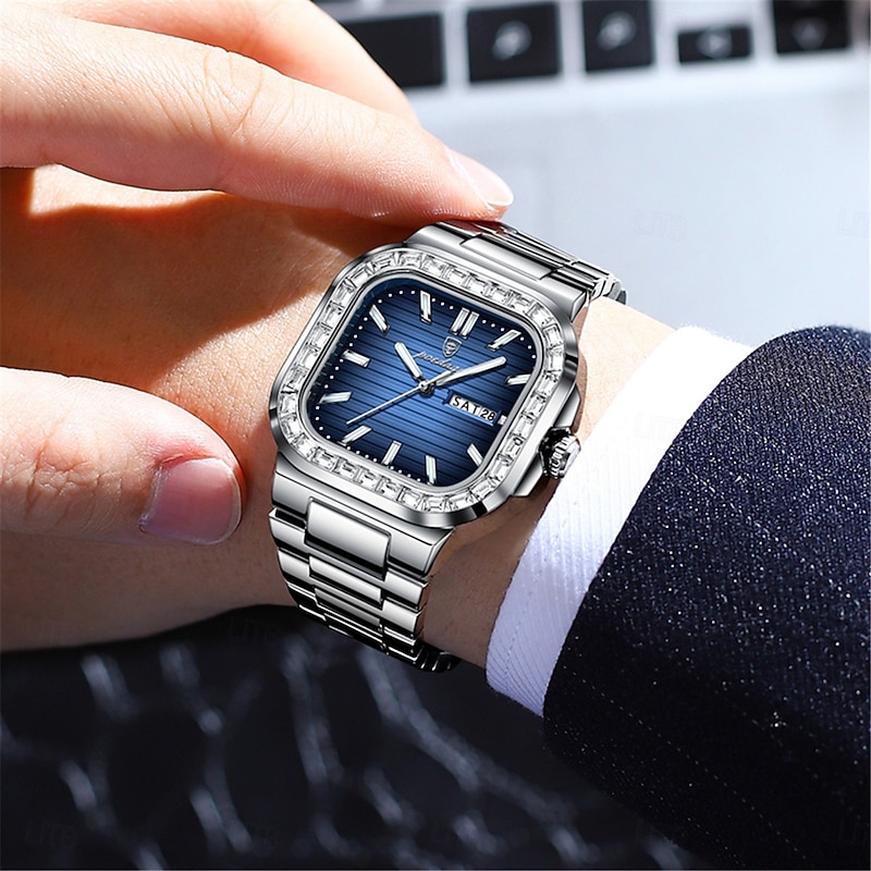 Men Quartz Watch Minimalist Fashion Casual Business Luminous Calendar Date Week Waterproof Steel Watch