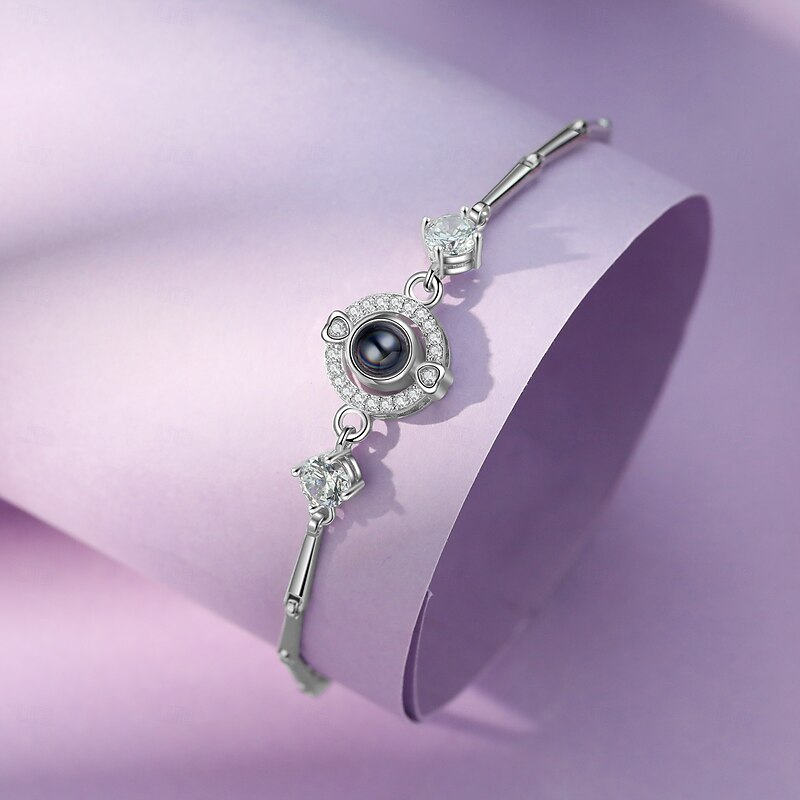 Personalized Projection Bracelet Custom Best Gift for Mom – Rhodium-Plated Couple Themed Bracelet with Photo Projection, Ideal for Wedding, Mother's Day, or Girlfriend Gift4