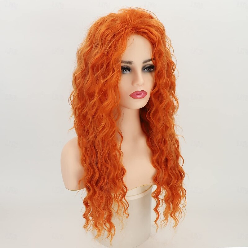 Orange Wig Long Curly Wigs for Women Heat Synthetic Wave Curly Wig Deep Curly Wigs for Daily Party Costume Wig For Carnival3