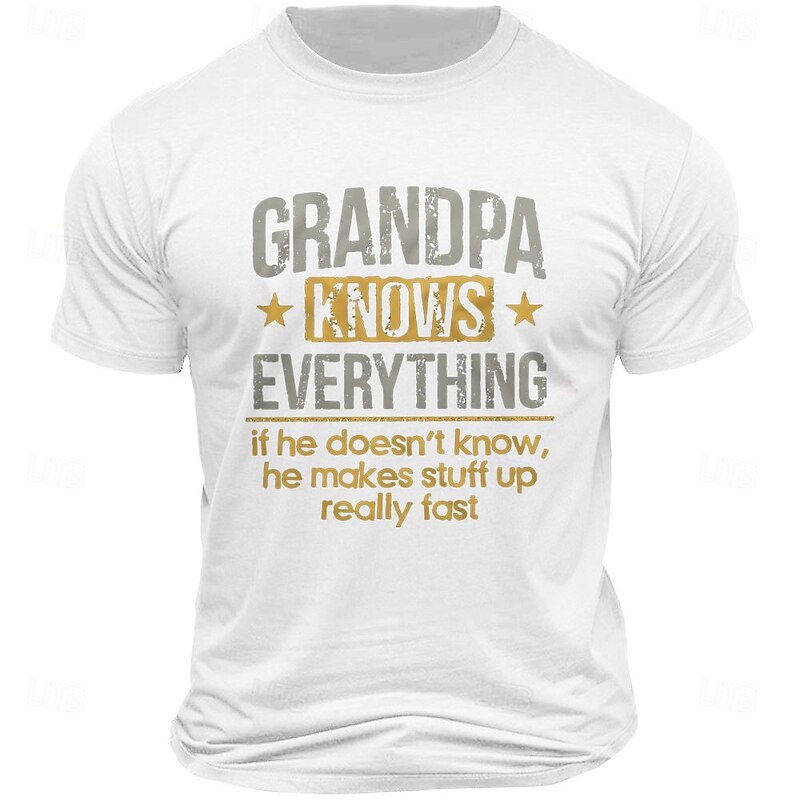 Men's Funny Grandpa Knows Everything Graphic T-Shirt Short Sleeve Family Humor Gift2