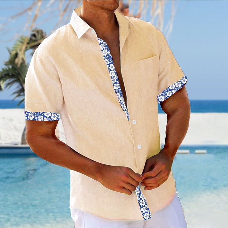 Men's Floral Summer Hawaiian Shirt Aloha Shirt Short Sleeve Hawaiian Resort Vacation Casual Summer Spring Turndown Button Up White Yellow Pink Blue2