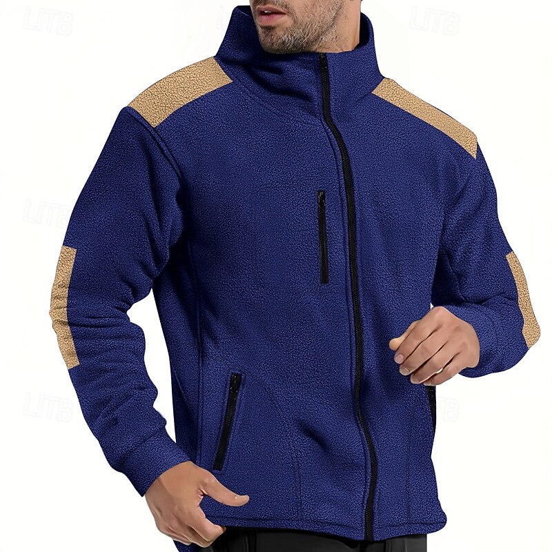 Men's Lightweight Jacket Cargo Jacket Casual Jacket Vacation Daily Wearproof Patchwork Pocket Fall & Winter Color Block Fashion Classic Stand Collar Regular Black Navy Blue Khaki Army Green Gray3