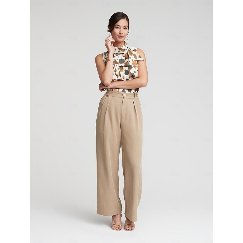 Sleeveless Pleated Button Front Bow Neck Blouse4