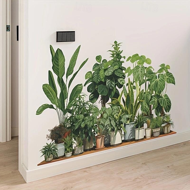 Creative Wall Sticker, Tropical Plant Leaves Pattern Self-Adhesive Wall Stickers, Bedroom Entryway Living Room Porch Home Decoration Wall Stickers, Removable Stickers, Wall Decor Decals2