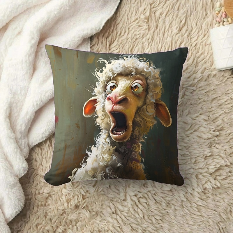 Decorative Toss Pillows Cover 1PC Soft Square Cushion Case Pillowcase for Bedroom Livingroom Sofa Couch Chair Funny Sheep3