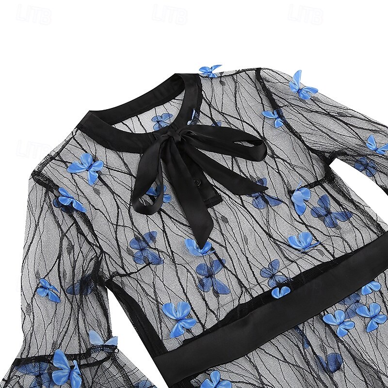 Elegant Retro Vintage 1950s Dress Masquerade Embroidered Flower / Floral Fancy Dress Women's Carnival New Year Masquerade Casual Daily Bachelorette Party Adults' Dress4