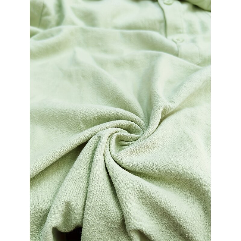 Men's Shirt Band Collar Shirt Summer Shirt Beach Shirt Solid Color Street Daily Green Short Sleeve Band Collar Spring & Summer Clothing Apparel4