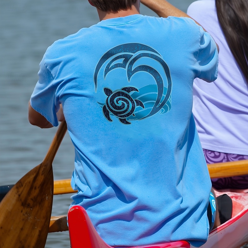 Men's Turtle Maori T Shirt Short Sleeve T shirt 3D Print Crew Neck Shirt Tropical Hawaiian Vacation Street Daily Blue Summer Spring Clothing Apparel S M L XL XXL XXXL