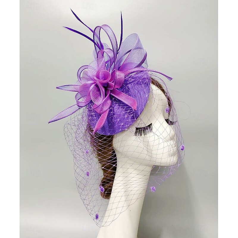 Fascinators Net Veil Hat Wedding Horse Race With Feather Cap Headpiece Headwear2