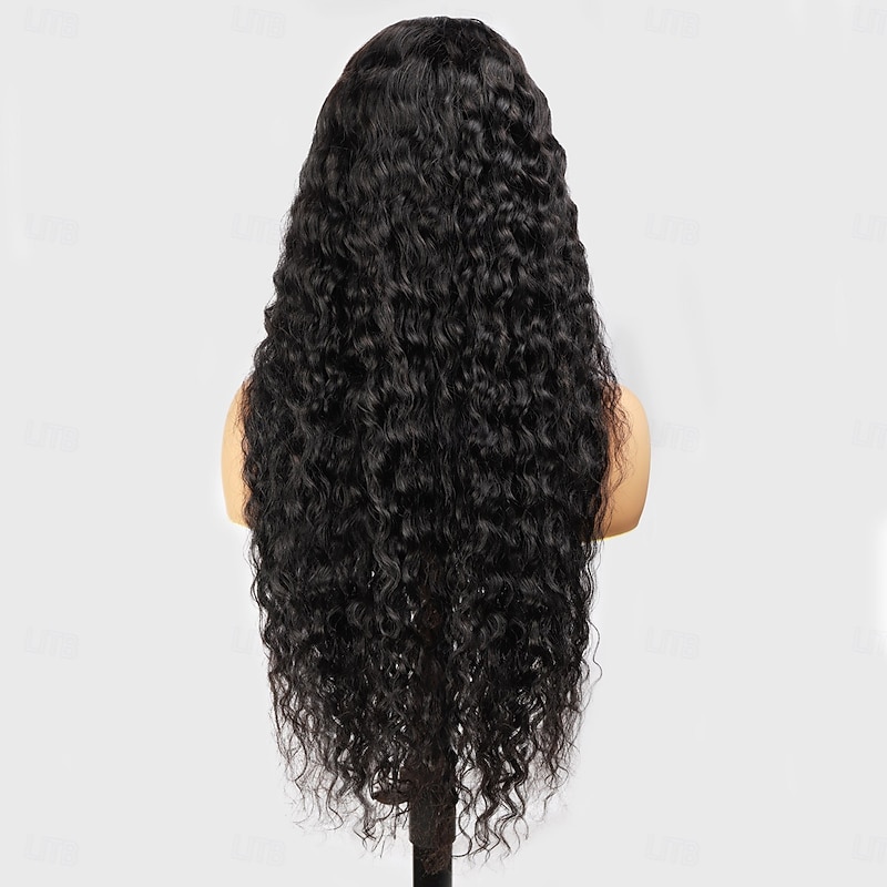 Natural Color 13 x 4 Front Lace Wig Cut Lace With Bleached Knot Deep Wave Human Hair Wig 180% Density2