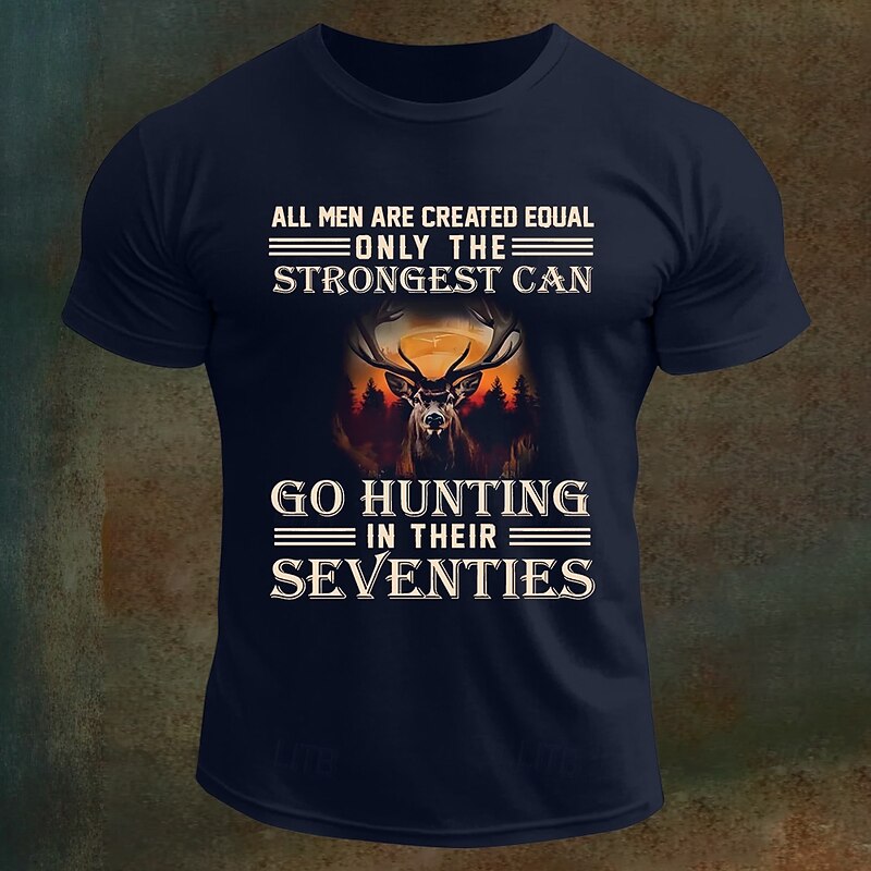 Men's Funny Letter Print Hunting Deer T Shirt Tee Top 100% Cotton Short Sleeve Graphic Shirt Black White Army Green Comfortable Tee Street Sports Outdoor Fashion Designer Clothing4