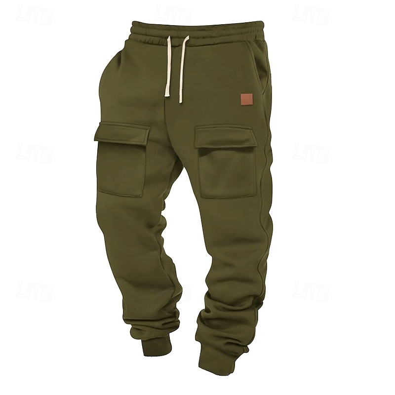 Men's Athletic Pants Joggers Trousers Cargo Sweatpants Pocket Drawstring Elastic Waist Plain Comfort Sports Outdoor Daily Fashion Casual Black Army Green Micro-elastic4