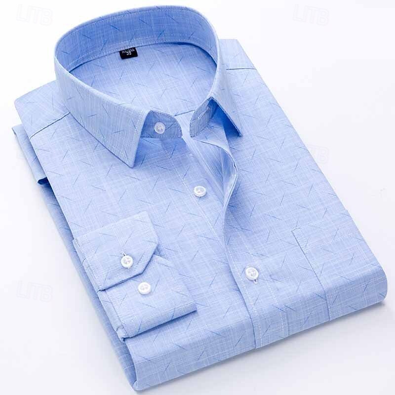 Men's Dress Shirt Wrinkle Resistant Button Up Shirt Wedding Outdoor Pink Blue Sky Blue Light Purple Long Sleeve Collar Summer Spring Clothing Apparel4