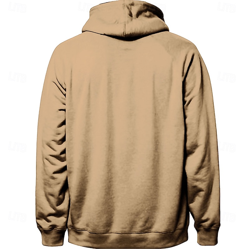 Men's Cowboy Hoodies Fashion Cool Long Sleeve Hooded Vacation Going out Streetwear Green Khaki Drawstring Zipper Fall Winter Designer2