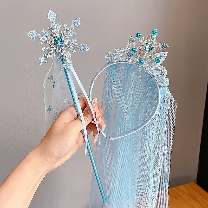 2 Pieces Kids Girls' Hair Accessories Tiara Active Sweet Party Birthday Snowflake Royal Blue Blue2