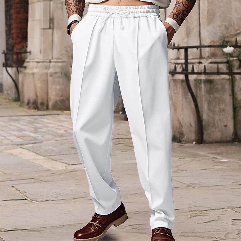 Men's Sweatpants Wide Leg Sweatpants Trousers Pocket Drawstring Elastic Waist Plain Comfort Sports Outdoor Daily Fashion Casual ArmyGreen Black Micro-elastic