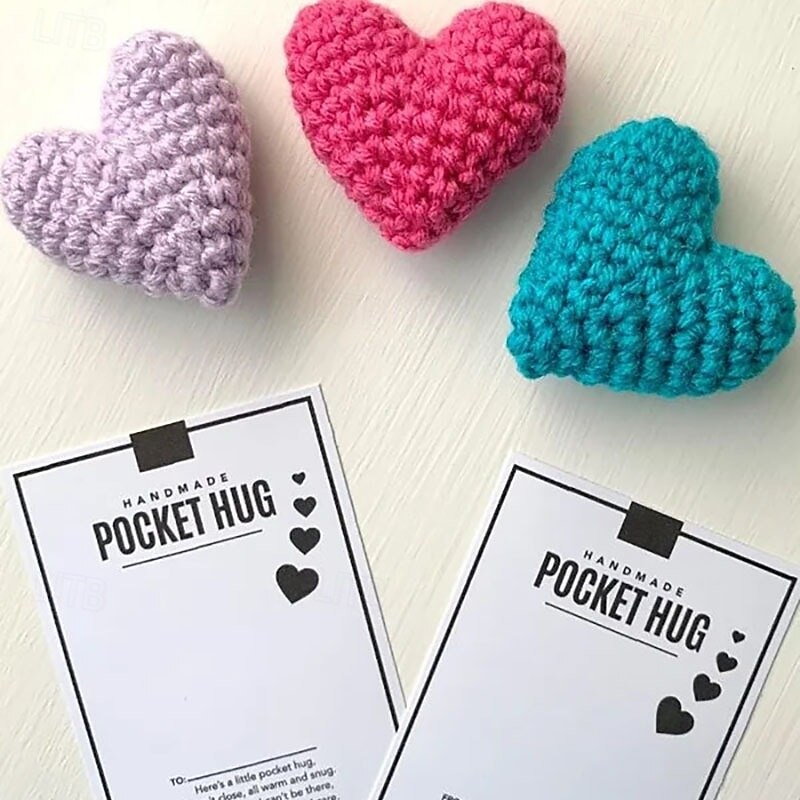 Pocket Hug Heart, Handmade Cute Crocheted Pocket Hug Good Luck Gifts Heart Pocket for Birthday Wedding Valentines4