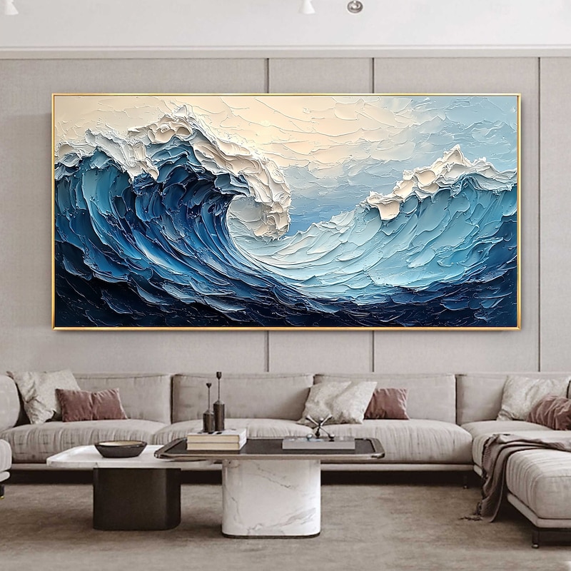 Handmade Original Texture Waves Painting Oil Painting On Canvas Abstract Ocean Seascape Painting Wall Art for Home Decor With Stretched Frame/Without Inner Frame Painting2