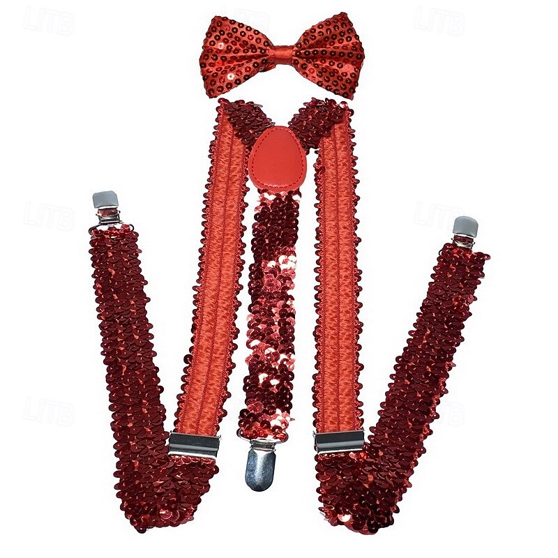Retro Vintage Roaring 20s 1920s Bow Tie Suspenders The Great Gatsby Sequins Fancy Dress Men's Kings Day Masquerade Party Bachelorette Party Adults' Tie Suspenders3
