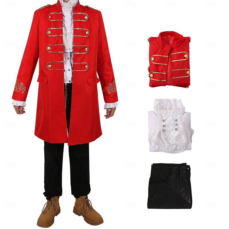 Retro Vintage Punk & Gothic Medieval Coat Pants Shirt Prince Gentleman Fancy Dress Men's Royal Masquerade Performance Event / Party Stage Adults' Coat Shirt Pants