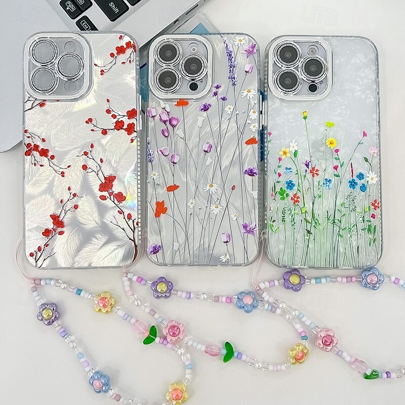 Phone Case For iPhone 17 Pro Max 17 Air 16 15 14 Pro Max Plus 13 Pro Max Back Cover with Wrist Strap Shockproof Retro TPU PC2