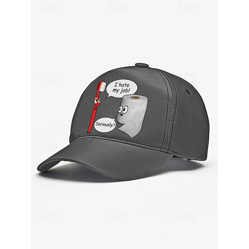 Funny Printed Baseball Cap with Toothbrush and Toilet Paper Cartoon Design, Adjustable Hat for Men and Women, Perfect for Casual Wear, Humor Gifts, and Everyday Style4