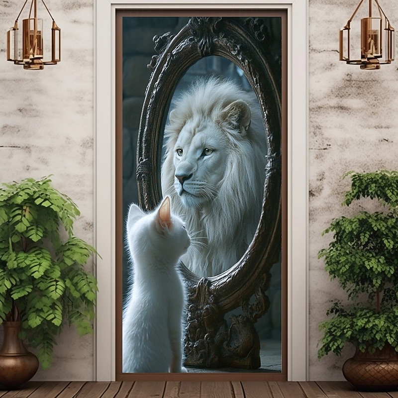 Animal Door Decorations Door Covers Aspiring Cat Door Tapestry Door Curtain Decoration Backdrop Indoor/Outdoor Door Banner for Front Door Farmhouse3