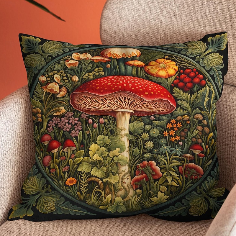 Double Side Pillow Cover 1PC Fantasy Mushroom Soft Decorative Square Cushion Case Pillowcase for Bedroom Livingroom Sofa Couch Chair 17