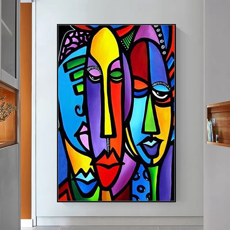 Mintura Handmade Abstract Cartoon Color Face Oil Paintings On Canvas Wall Art Decoration Modern Picture For Home Decor Rolled Frameless Unstretched Painting2