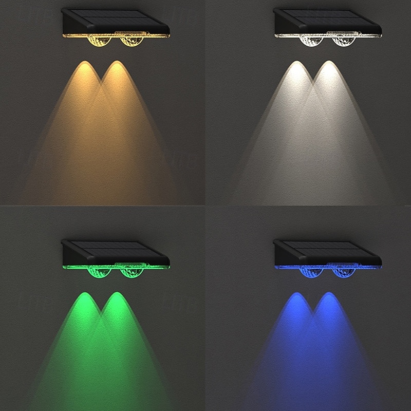 1/2pcs Solar Outdoor Wall Light Courtyard Waterproof Wall Wash Light RGB Color Changing Villa Garden Fence Porch Landscape Decoration3