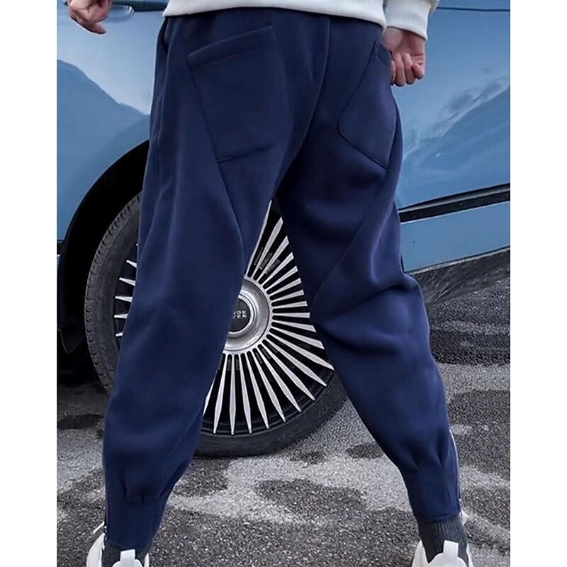 Men's Sweatpants Joggers Trousers Harem Pants Pocket Drawstring Elastic Waist Plain Comfort Sports Outdoor Daily Fashion Casual Black Blue Micro-elastic
