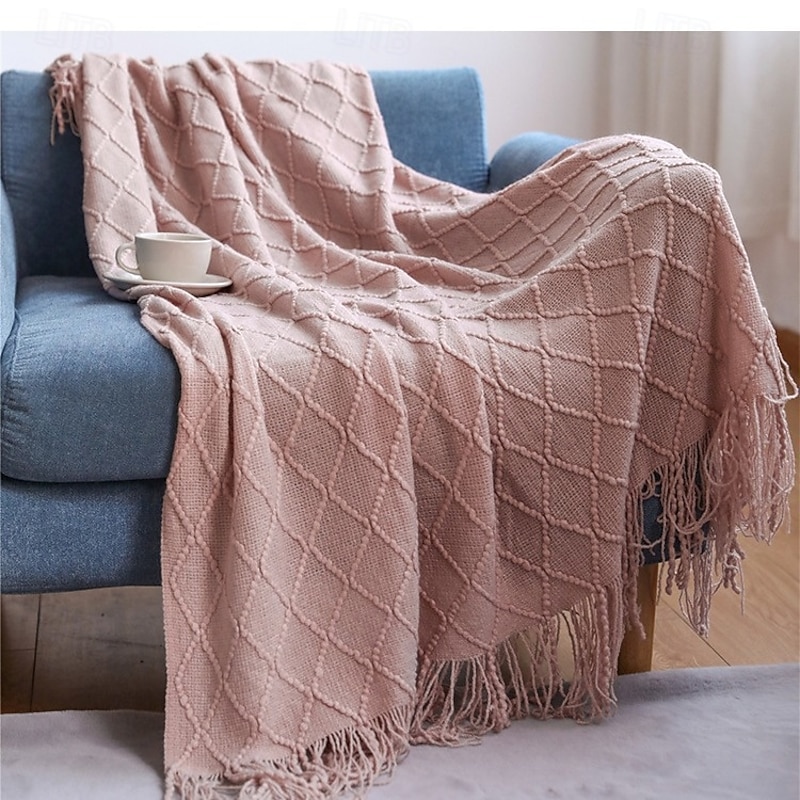 Nordic Fringe Knit Blanket Soft and Cozy Yarn Design Perfect for Office Naps, Air-Conditioned Rooms, or Relaxing Versatile as a Shawl, Sofa Throw, or Casual Cover2