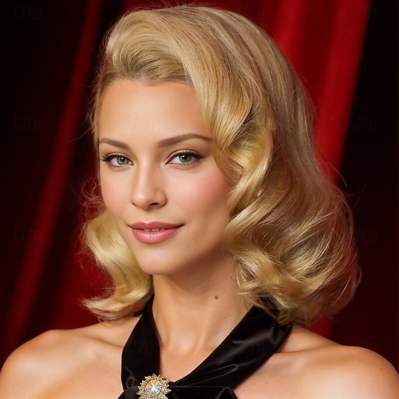 Kendall Jenner Inspired Wigs Synthetic Wig Body Wave Asymmetrical Wig Short Golden Blonde Synthetic Hair Women's Fashionable Design Soft Natural Blonde2